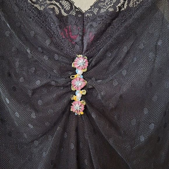 Vintage Y2K Betsey Johnson Black Lace Slip Dress. Womens size S/M - Picture 3 of 11